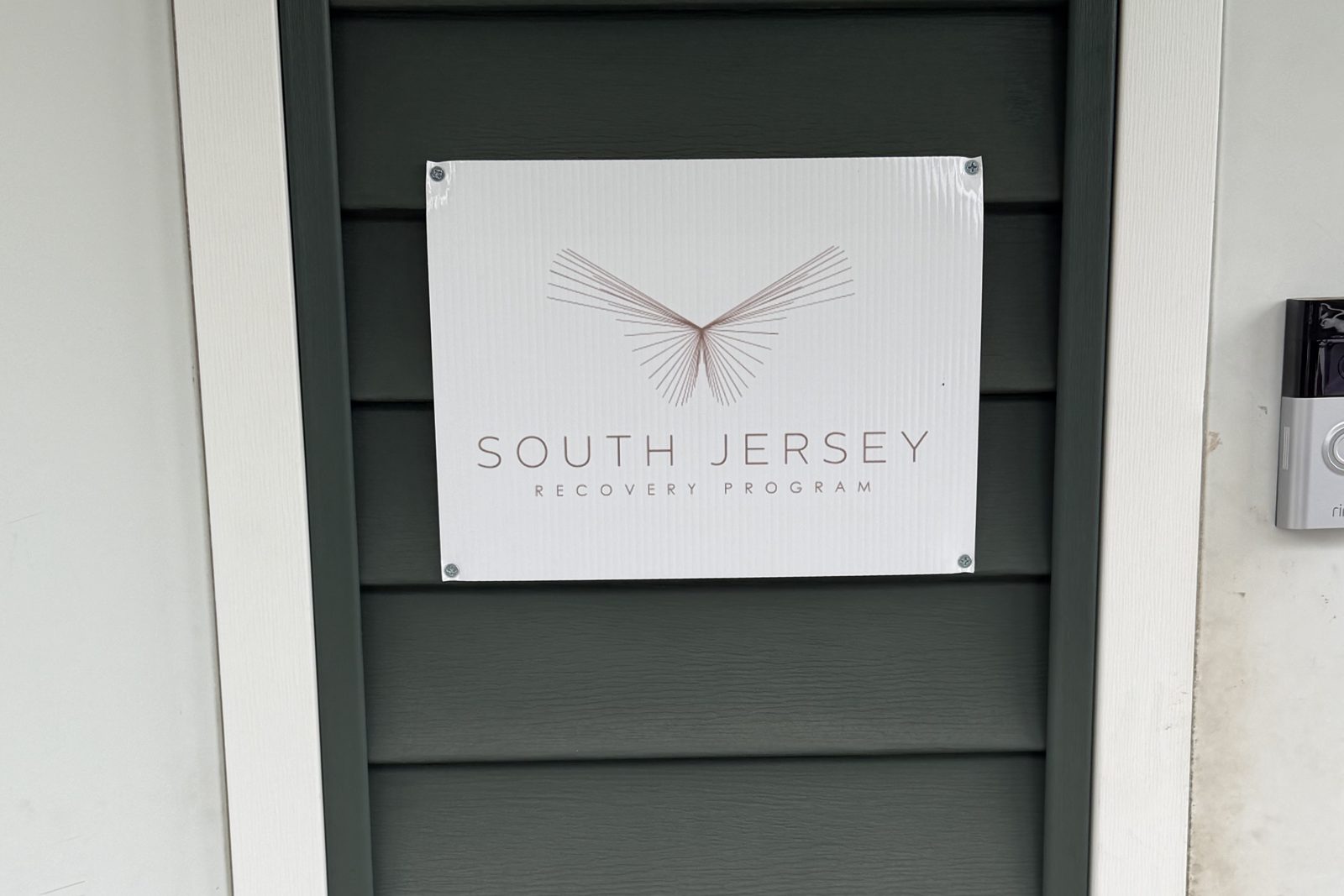 South Jersey Recovery Program sign on the front door of the Berlin, New Jersey office